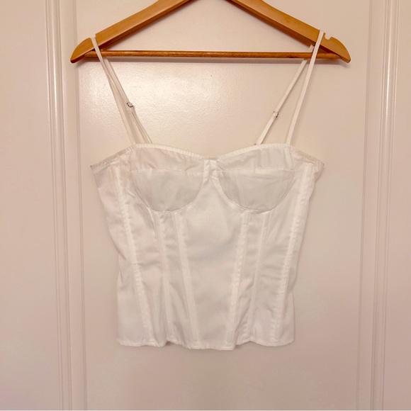 PrettyLittleThing White Structured Corset Top 🤍 Chic Bustier Style | Size 4 - Picture 8 of 11
